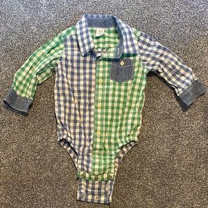 GAP Blue and Green Checkered Kids One Piece